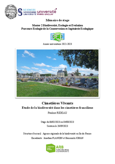 Cimetières vivants, étude de la biodiversité des cimetières franciliens (2023)