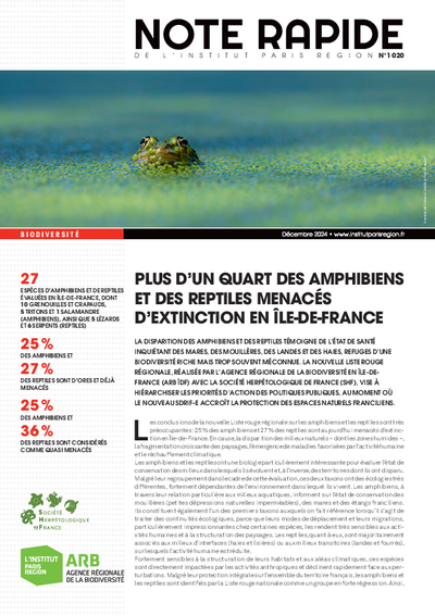 Plus d&rsquo;un quart des amphibiens et des reptiles menacés d&rsquo;extinction en Île-de-France