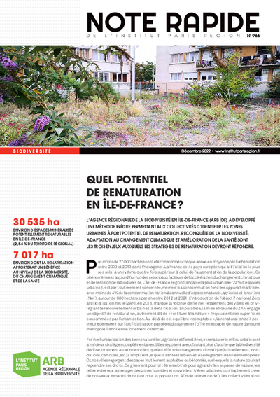 Quel potentiel de renaturation en Île-de-France ?